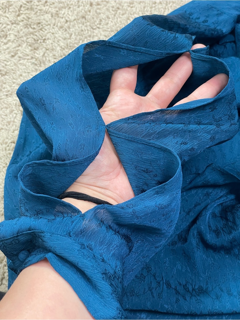 NYDJ Teal Ruffle Split-Sleeve Blouse - Picture 13 of 16